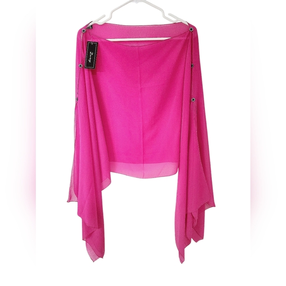 Fushia Sheer Shawl/Wrap Scarf, Capelet, Cover Up - Picture 1 of 3